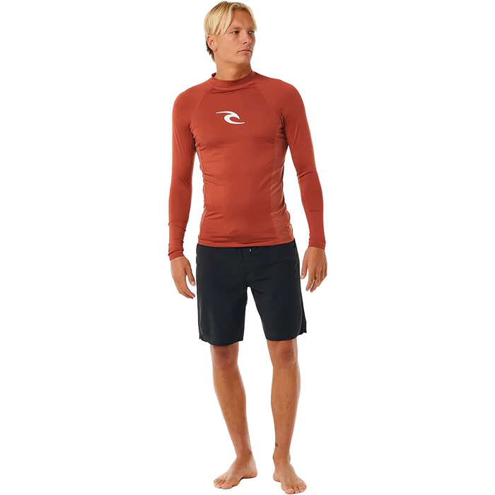 2024 Rip Curl Mnner Waves UPF Performance Langarm-Lycra-Weste 141MRV - Red